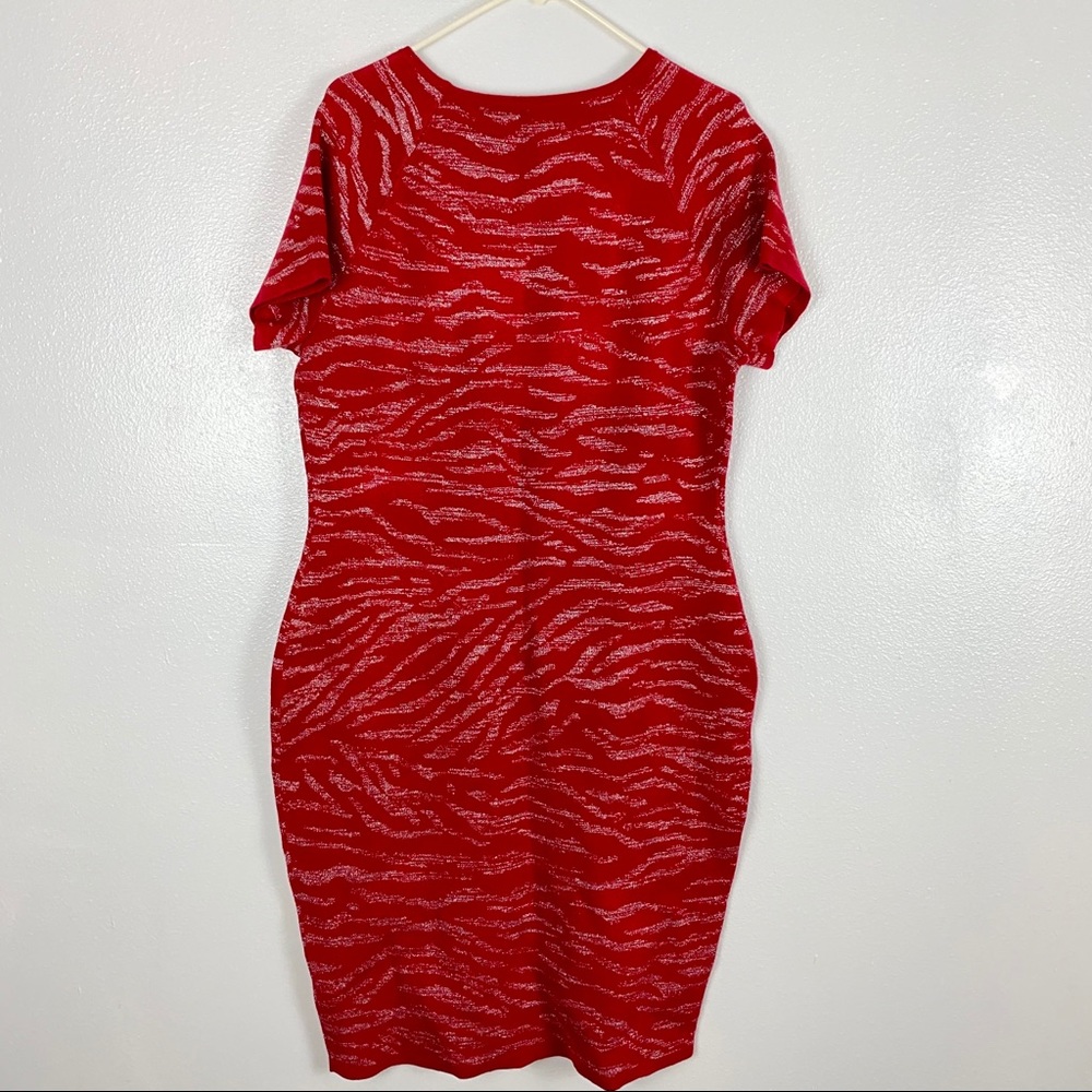 ASHLEY STEWART METALLIC ZEBRA BODYCON SWEATER DRES - Picture 7 of 10